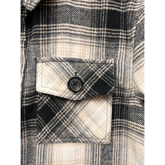 BB‎ Dakota By Steve Madden Shacket Womens Medium Plaid Buttons Boxy Anthracite - Picture 6 of 8